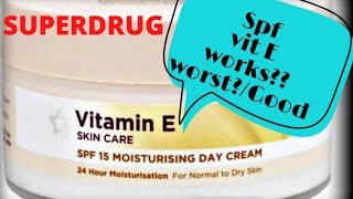 SUPERDRUG VITAMIN E SPF 15 MOISTURIZING DAY CREAM REVIEWWINTER SKINCARE DRY SKINOILY SKIN [upl. by Jammin669]