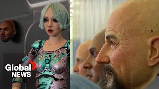 China robot conference Hyperrealistic androids show off emotional range in Beijing [upl. by Nauqe]