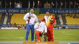 Mens shot put F57  Victory Ceremony  2015 IPC Athletics World Championships Doha [upl. by Neerual986]