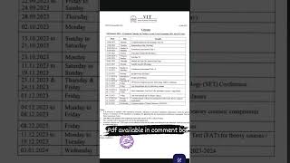 Academic Calender for 202324 at VIT Vellore FALL Semester 202324 Msc Biotechnology  Fresher [upl. by Chiang]