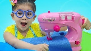 Suri Pretend Play w Toy Sewing Machine amp Princess Dress Shop Kid Toys [upl. by Amsden]