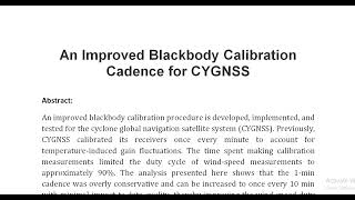 An Improved Blackbody Calibration Cadence for CYGNSS [upl. by Valentina]