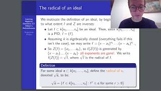 Learning Algebraic Geometry 22 Hilberts Nullstellensatz [upl. by Akeryt]