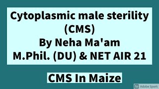 Cytoplasmic male sterility CMS In maize  CSIR NET Life Sciences [upl. by Balac]