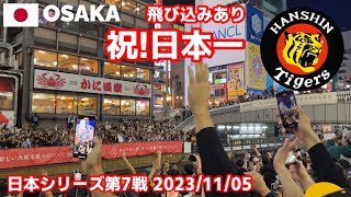 【大阪道頓堀】阪神タイガース38年ぶり日本一の瞬間の様子20231105【永久保存版】10分程前から [upl. by Adiarf]