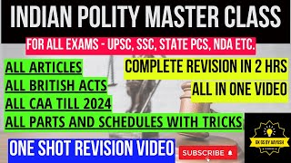 INDIAN POLITY ONE SHOT  All ARTICLES CAA PARTS amp SCHEDULE I POLITY MARATHON FOR ALL EXAMS [upl. by Eedrahc]