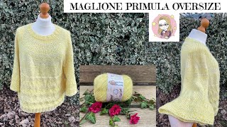 Maglione ai ferri con sprone rotondo Modello Primula Misura Oversize [upl. by Ahsennod431]