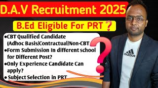 DAV Recruitment 2025🔥BEd can apply In PRT❓️All Information davrecruitment [upl. by Yve607]