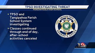 TPSO investigating threat at Ponchatoula High School [upl. by Wendalyn]