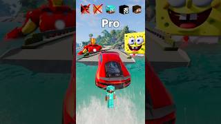 NOOB vs Girl vs PRO vs HACKER vs HEROBRINE Car Jump Challenge 😂 🚗 shorts beamngdrive [upl. by Nanyk]