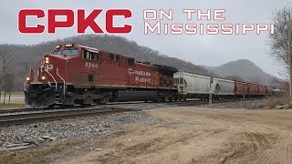 Two CPKC Mixed Freights on the Mississippi  Daytime Southbound and Night Northbound [upl. by Bay]