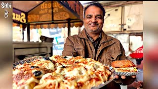 Ludhianas Double Cheese Pizza  Cheesiest Pizza Burger  Street Food India [upl. by Carmencita466]