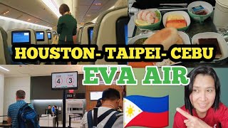 EVA AIR  Houston Taipei Cebu  Philippines Travel [upl. by Tsyhtema]