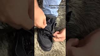 Jordan 4 black cat bar laces tutorial 👀🔥 sneakers jordan edit jordan4 music lace blackcement [upl. by Ihcas]