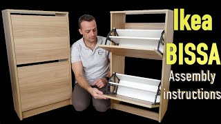 Ikea BISSA Shoe cabinet with 2 compartments Assembly Instructions StepbyStep Guide [upl. by Pfeffer]