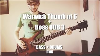 Warwick Thumb NT 6 string bass  Boss ODB 3 bass overdrive  bass  drums version [upl. by Blaseio138]