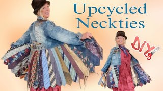 Upcycling Tutorial  Thrifted Mens Neckties Sewn To Embellished Jean Jacket [upl. by Waldemar]