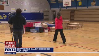 Shelter opens after heavy rain causes flooding in Centralia  FOX 13 Seattle [upl. by Bevus415]