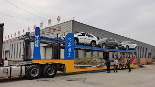 Car transporter automobile transporter Can also transport containers Professional semitrailer [upl. by Ihcelek275]