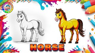 COLOUR TO LIFE  Transforming Horse coloring to animated art HAPPYCOLOURINGTIME trendingvideo [upl. by Siraf202]