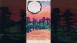 Water colour drawing moon view drawing music phonk beats art drawing [upl. by Kelcey]