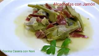 Alcachofas con jamón Receta fácil y rápida En olla rápida tardas 5 min [upl. by Siravart125]