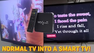 NORMAL TV INTO SMART TV MXQ PRO TV BOX [upl. by Odraude]