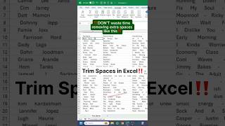 Removing Extra Spaces in Excel ‼️shorts excel computer exceltips [upl. by Haidedej]