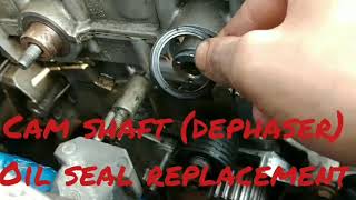 Renault Megane Cam Shaft dephaser Pulley Oil Seal Replacement [upl. by Anit]