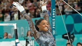 Simone Biles powers through apparent injury to nail Yurchenko double pike at Olympics earns scores [upl. by Ecyal]