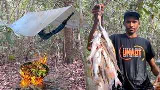 ACAMPAMENTO SELVAGEM  MUITA CHUVA DURANTE A PESCARIA E PREPAREI O JANTAR NO MEIO DA MATA [upl. by Blondie]