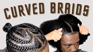 CURVED Cornrows 🔥  Braid Up Hairstyle for Black Men [upl. by Nylcoj545]