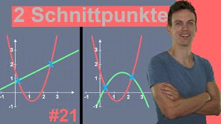 Zwei Schnittpunkte von quadratischen Funktionen Parabeln bestimmen  Anschaulich und Rechnung 21 [upl. by Maccarone]