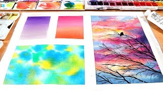 WATERCOLOR TUTORIAL Wet in Wet Technique for Beginners [upl. by Ballinger]