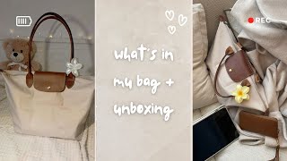 whats in my longchamp bag le pilage  unboxing [upl. by Amol]