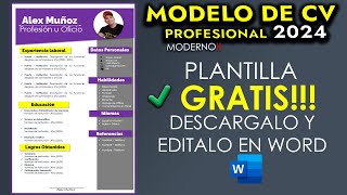 Cómo crear un CV Profesional 2024 en Word  Obtén Plantilla Gratuita [upl. by Imray632]