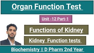 Unit 12 Part1 Kidney Function  Kidney Function test  Biochemistry D Pharm 2nd Year [upl. by Enimsaj184]