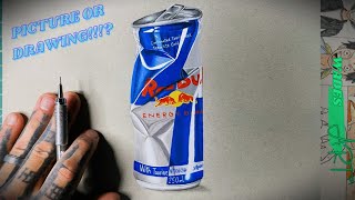 Hyper Realistic Drawing Colored Pencil  RedBull Can [upl. by Ashwin]