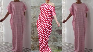 DIYHOW TO CUT AND SEW A SIMPLE BOUBOU GOWN WITH SIDE SLITS [upl. by Fabrin]