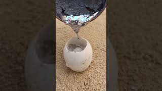 Casting Melting Aluminum Restoration into Eggs shorts [upl. by Euqinwahs]