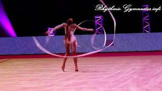 Alexandra Soldatova Ribbons Gala Euskalgym Rhythmic Gymnastics info [upl. by Nolaf]