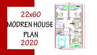 22 x 60 feet house plan west facing  6 marla house design  1320 sq ft house plan Plan98 [upl. by Anuahsed]