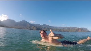 Surfing Hanalei Bay and Cliff Jumping at Shipwrecks [upl. by Etteniuq]