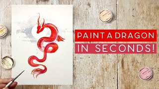 Celebrate Lunar New Year with this STUNNING Red And Gold Watercolour Dragon [upl. by Nnylrebma]