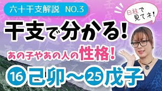 干支で性格を見る！六十干支の解説と性格 その3 ～己卯・庚辰・辛巳・壬午・癸未・甲申・乙酉・丙戌・丁亥・戊子～ [upl. by Luigino]