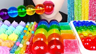 ASMR RAINBOW DESSERTS 무지개 먹방 팝핑보바 보석젤리 별사탕 먹방 POPPING BOBA JELLY GUMMY MUKBANG NO TALKING EATING [upl. by Ralf]