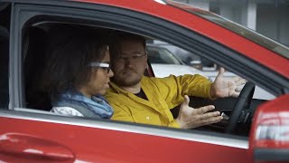 Multiracial Couple Exploring New Car Stock Video [upl. by Yssej]