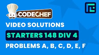 Codechef Starters 148  Video Solutions  A to F  by Subhankar Banerjee  TLE Eliminators [upl. by Yanehc777]