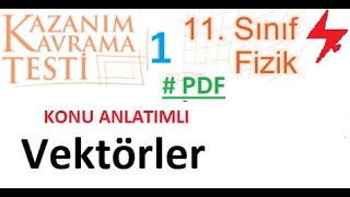 11 Sınıf  Fizik  MEB Kazanım Kavrama Testi 01  Vektörler  PDF  OGM  AYT Fizik Vektörler [upl. by Yelekreb]