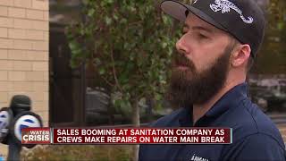 Sales booming at sanitation company as crews make repairs on water main break [upl. by Monroe]